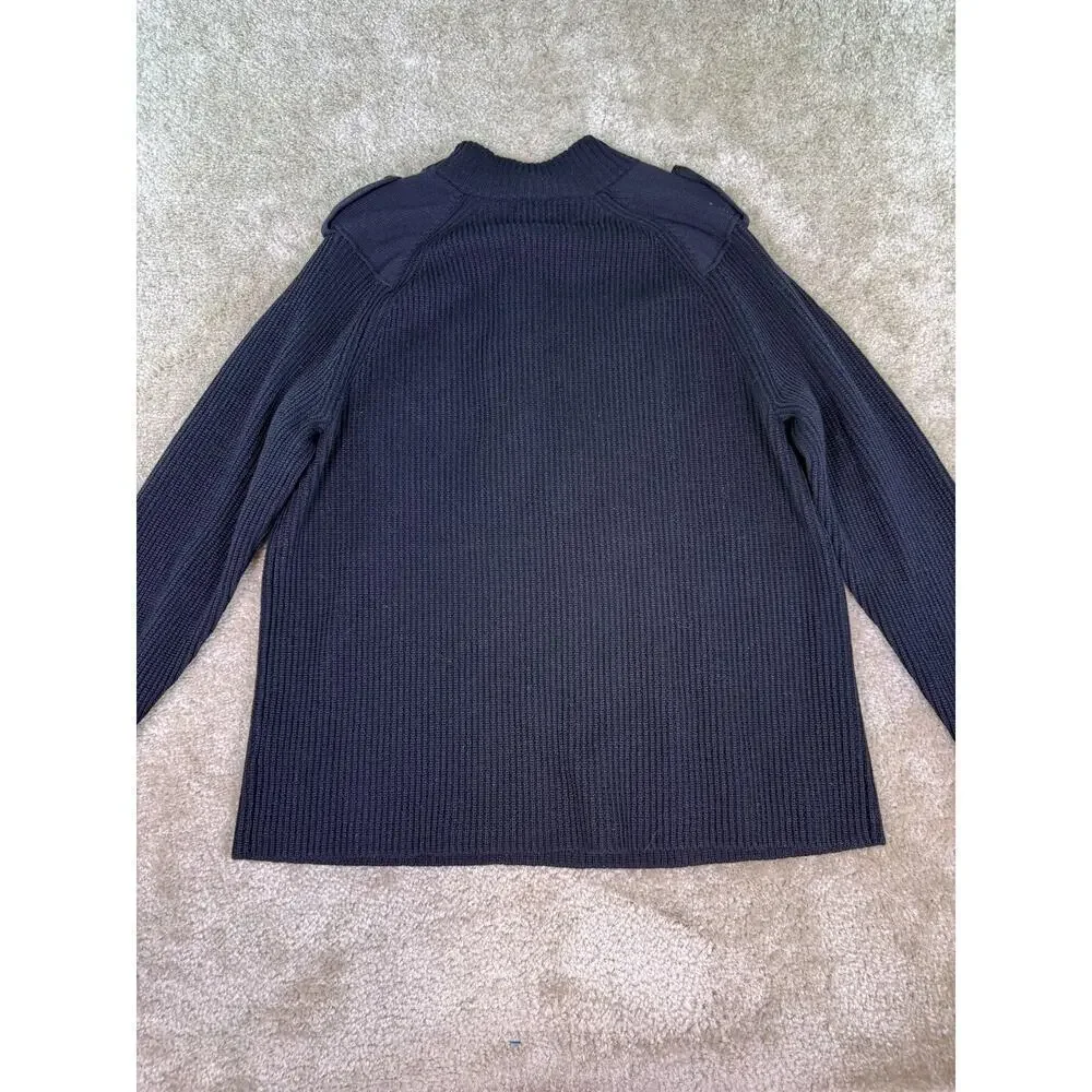 Banana Republic Wool Quarter Button Pullover Sweater Men's SZ XL Black E230